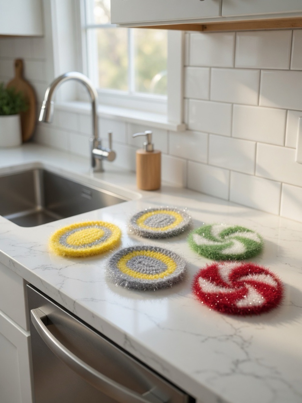 Colorful Sparkle Kitchen Scrub Pads - Pack of 5